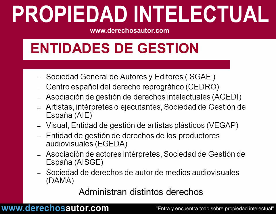 Propiedad intelectual: Entidades de gestión de propiedad intelectual